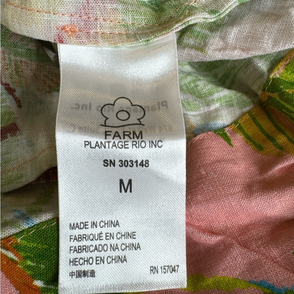 FARM RIO Macaw Leaves Mini Dress, Size M. - Picture 7 of 11